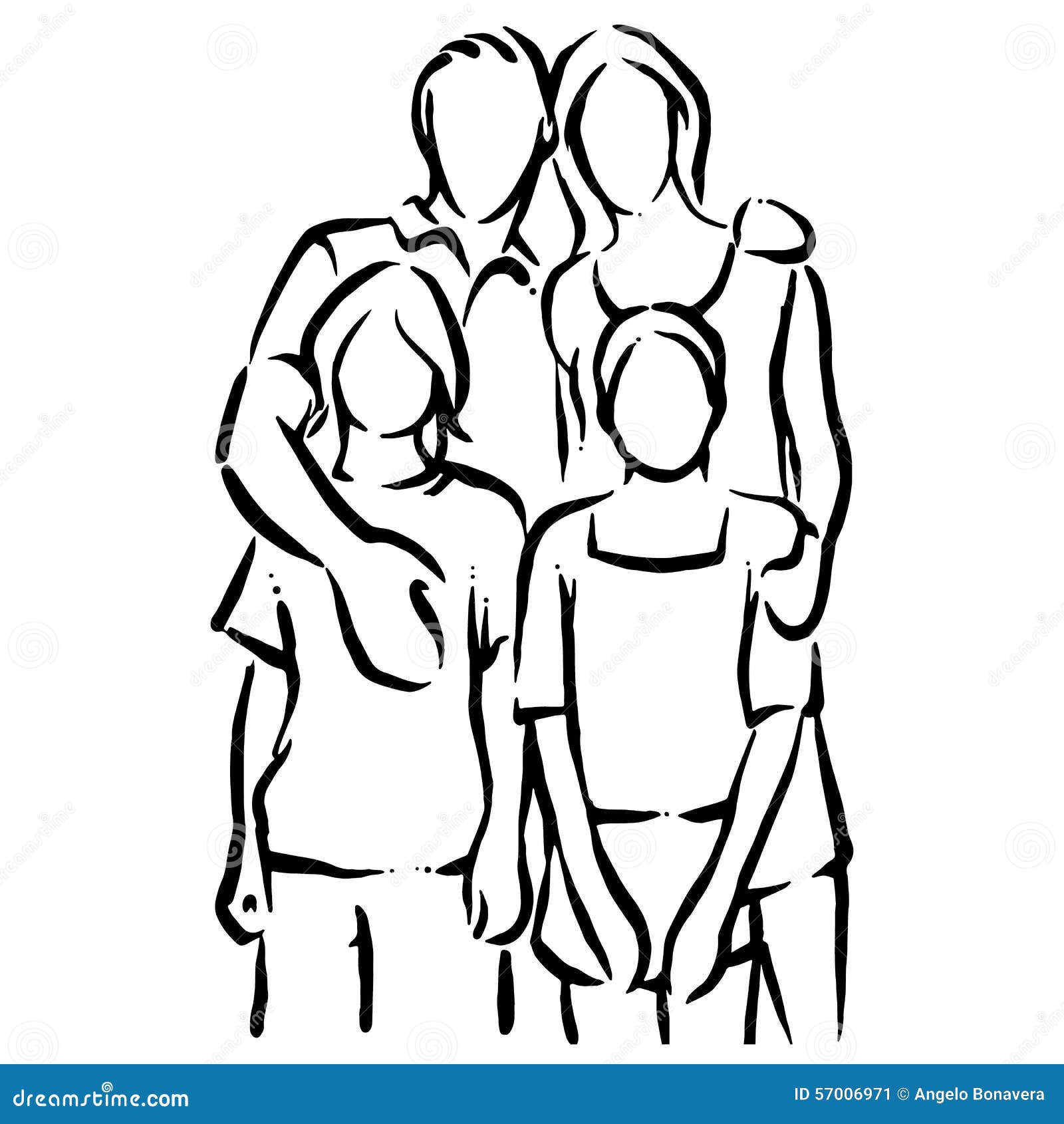 Eine Familie, die zusammen stehen oder ein junges Paar mit Kindern