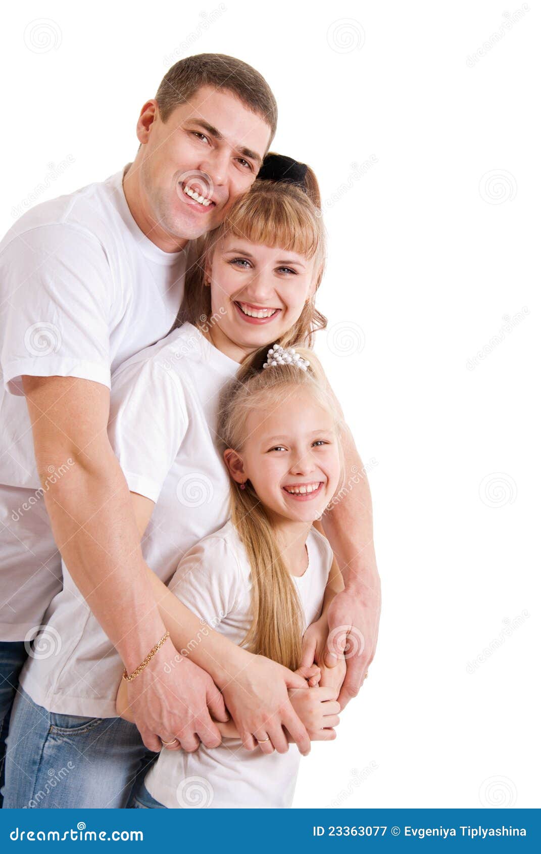 Familie met dochter, een witte achtergrond