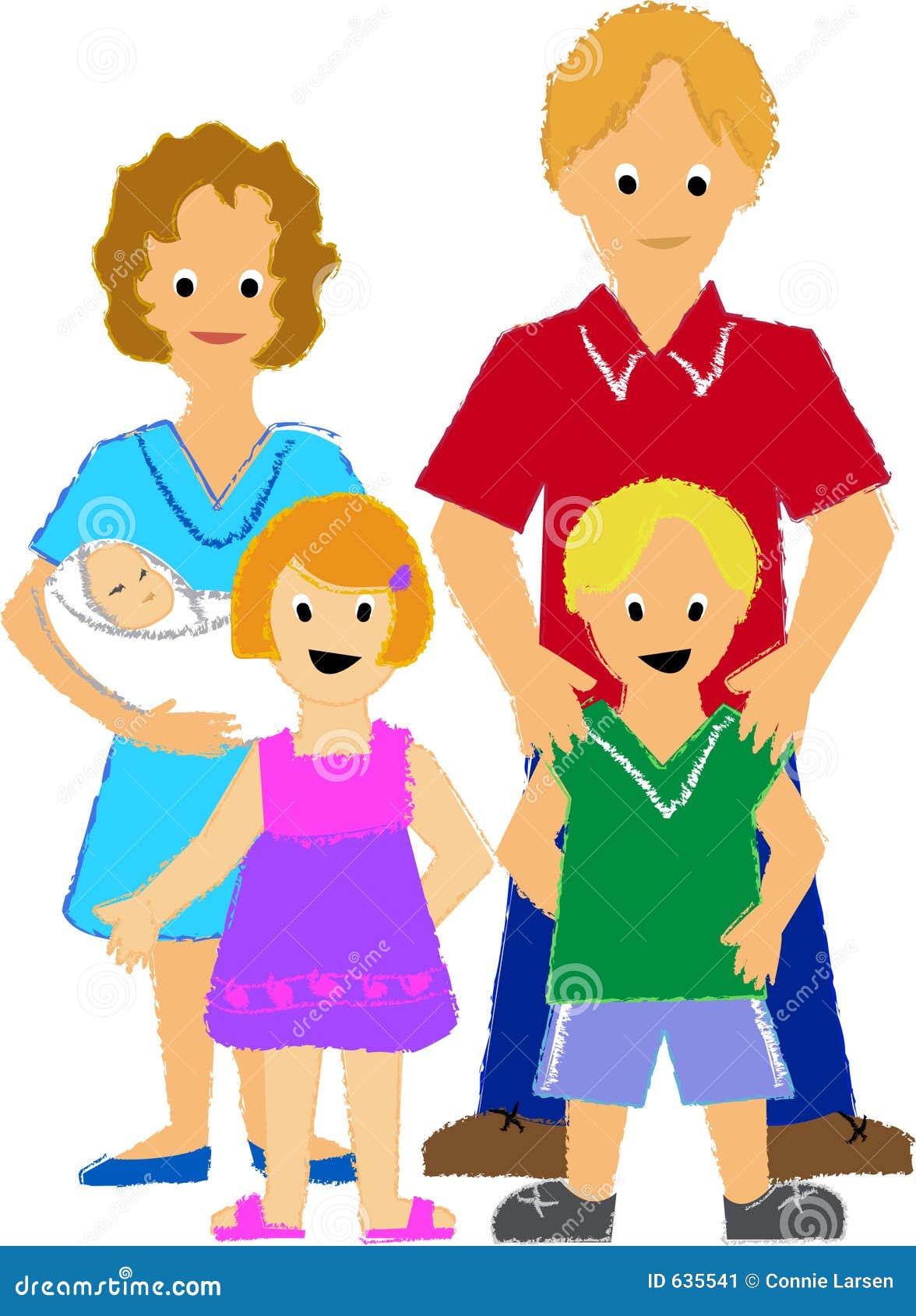 Familie Mit Drei Kids Ai Vektor Abbildung Illustration Von Drei