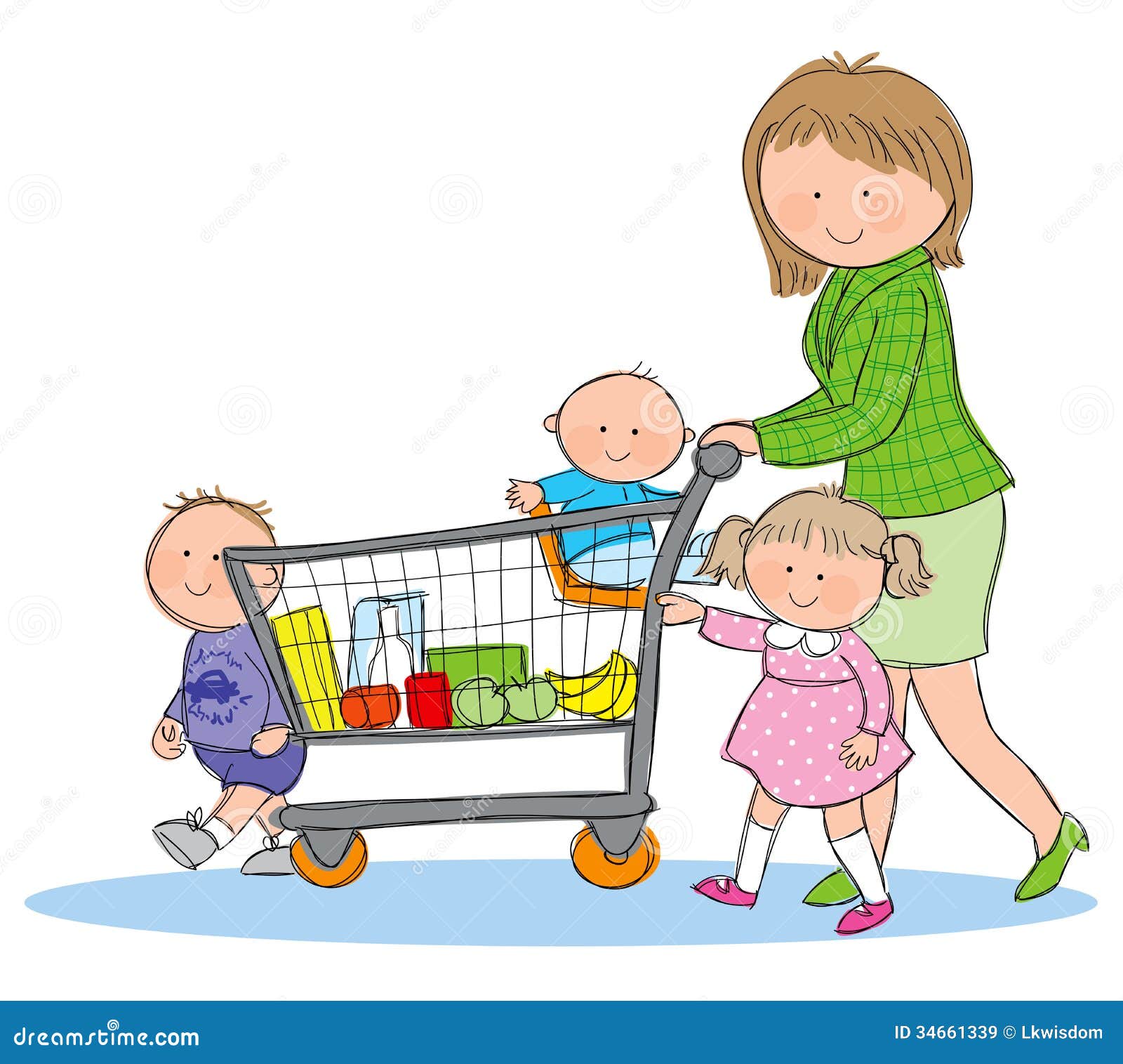 Familien-Einkauf vektor abbildung. Illustration von system - 34661339