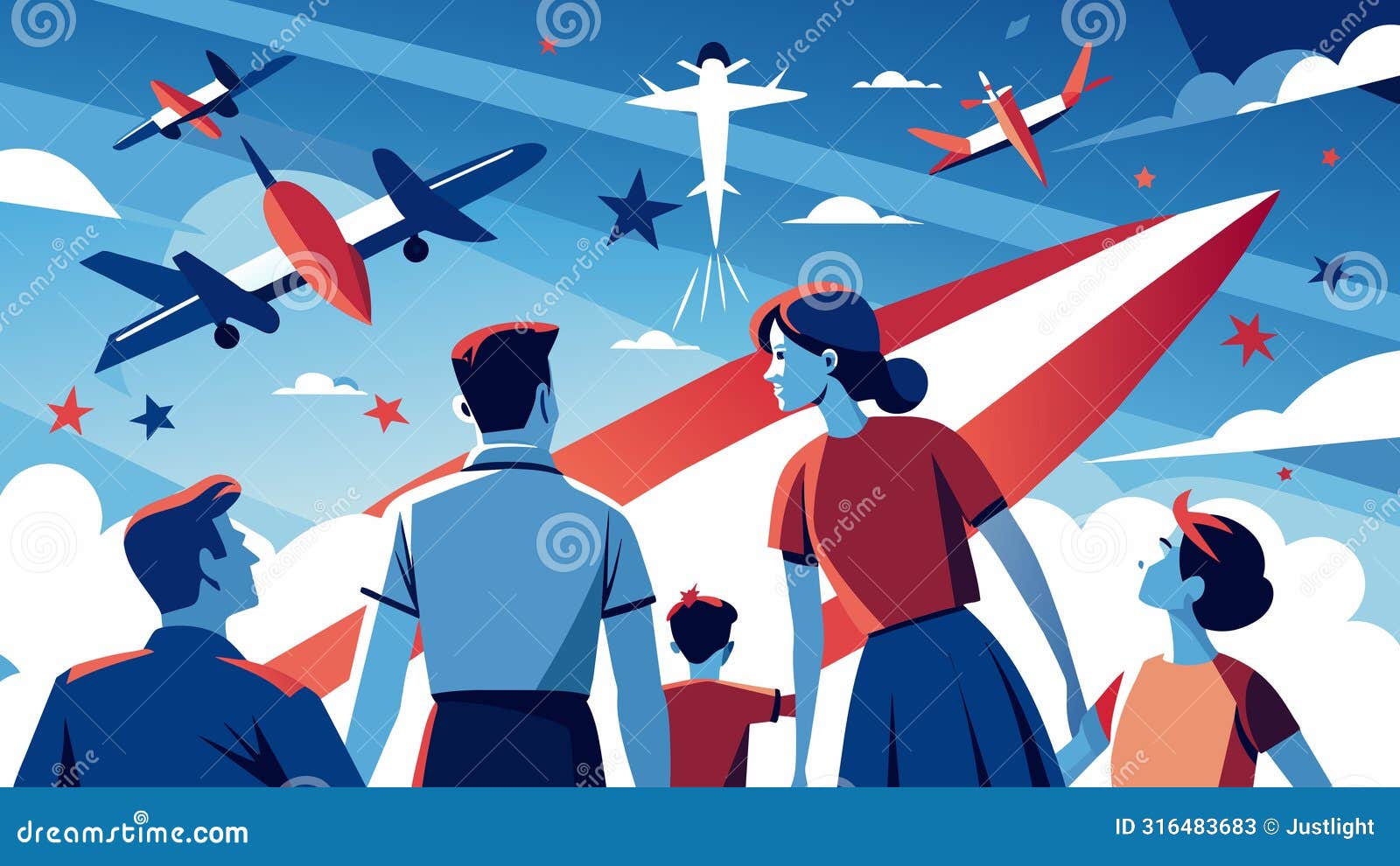 families gaze skyward mesmerized by the graceful dance of vintage planes as they glide by wings adorned with patriotic