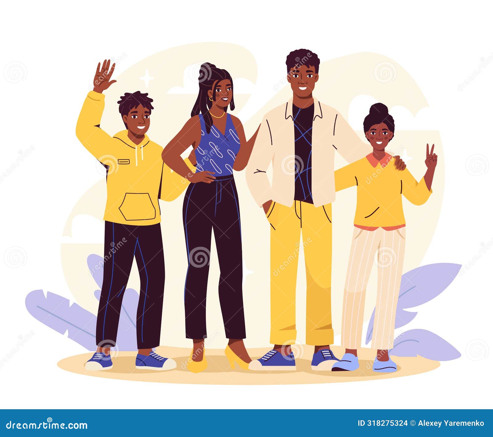 Family of African American Nationality Vector Stock Vector
