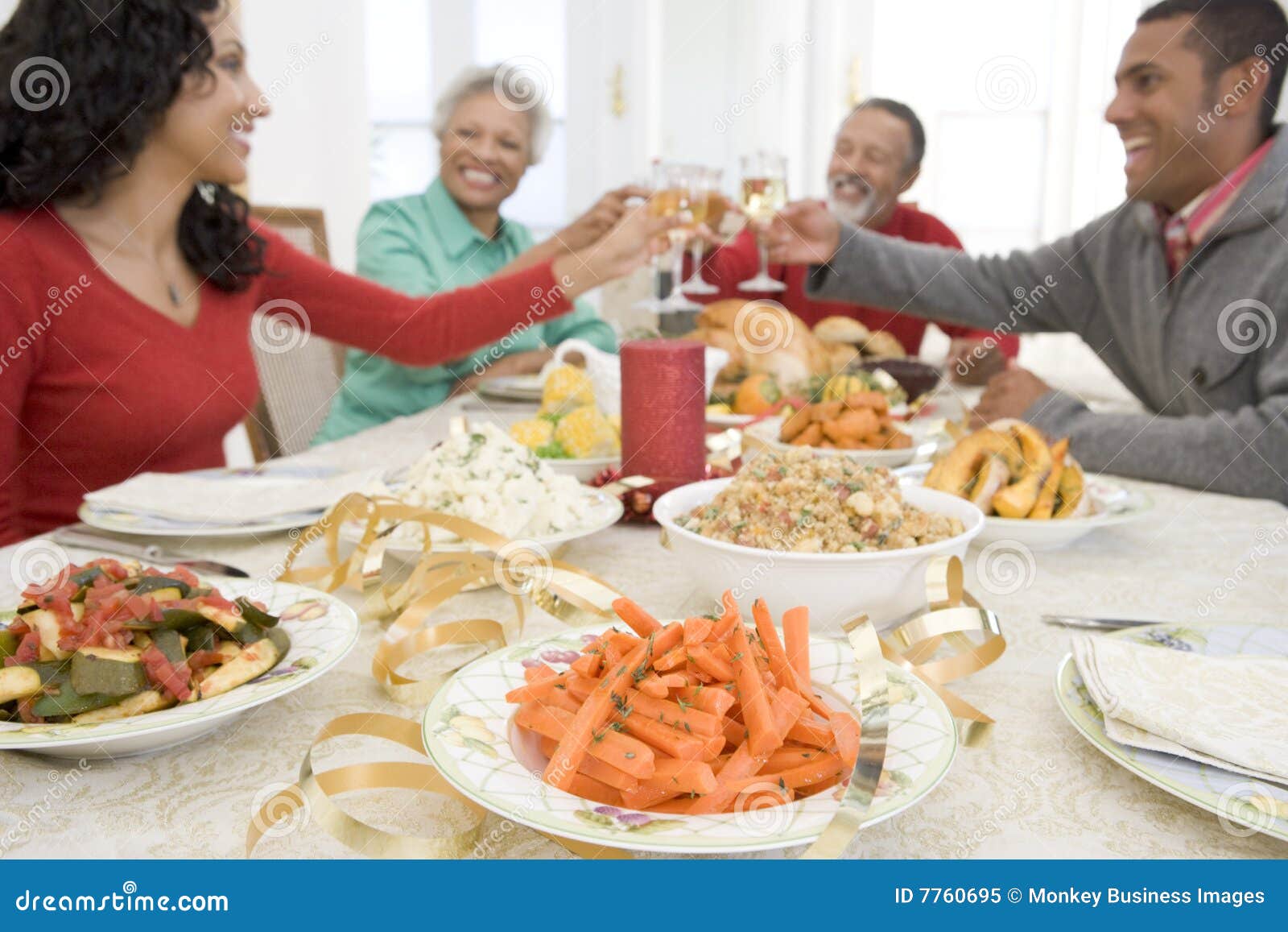 Family All Together at Christmas Dinner Stock Image - Image of home