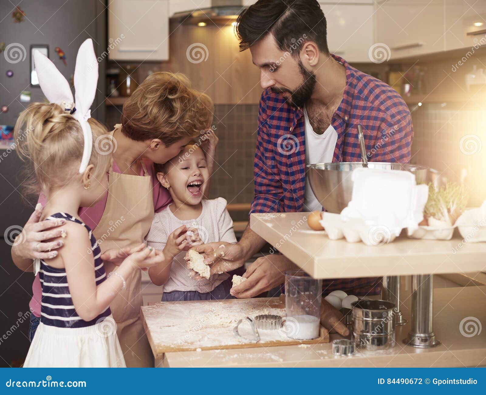 Family baking at home stock photo. Image of cute, embracing 84490672