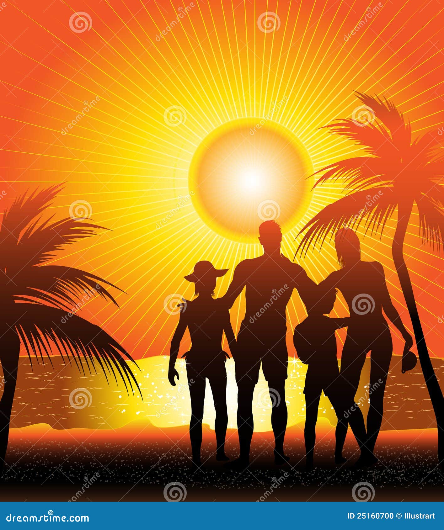 Family on beach stock vector. Illustration of summer - 25160700