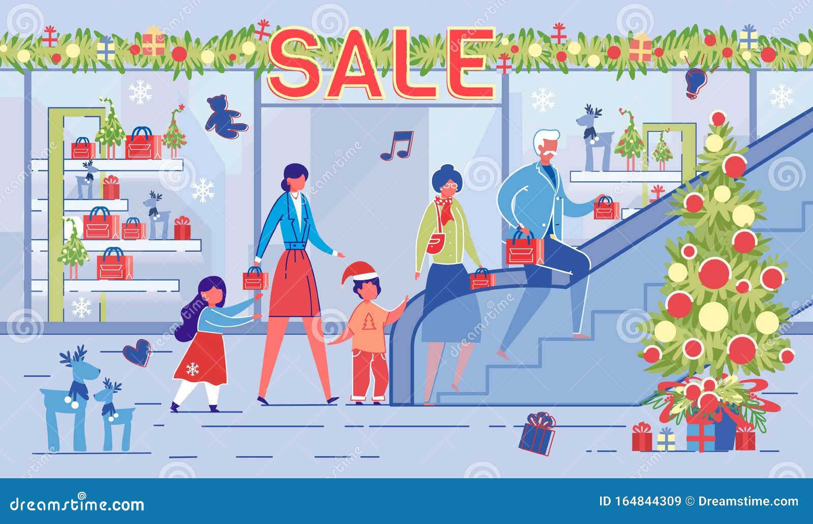 Download Family Buy Presents For Christmas At Shopping Mall Stock ...