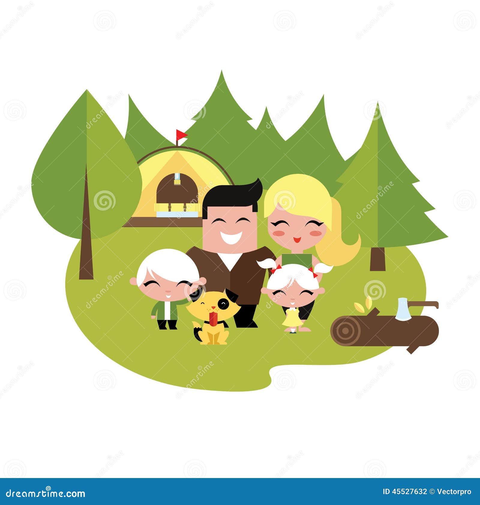Family camping outdoors stock vector. Illustration of flat - 45527632