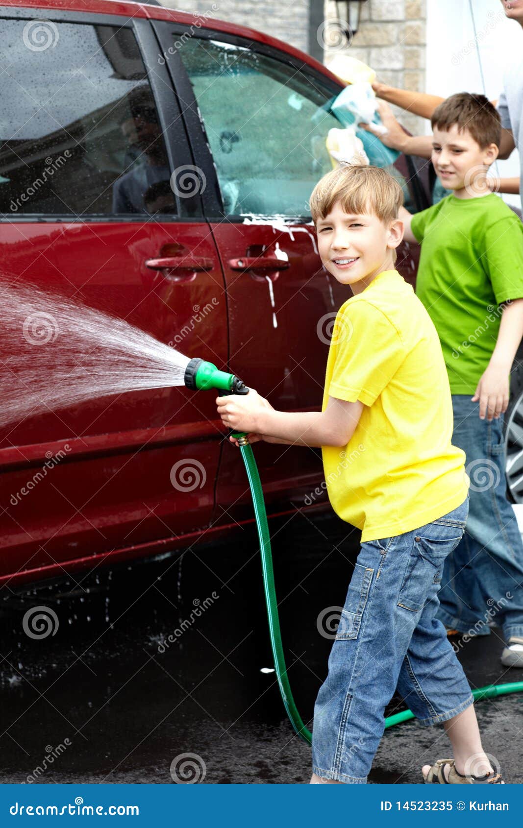 Kids Helping Clean Car stock photo. Image of people, candid - 92109982