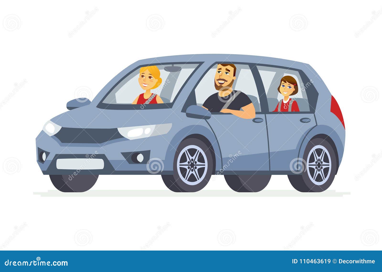 Family in the Car - Cartoon People Character Isolated Illustration Stock  Vector - Illustration of female, lifestyle: 110463619