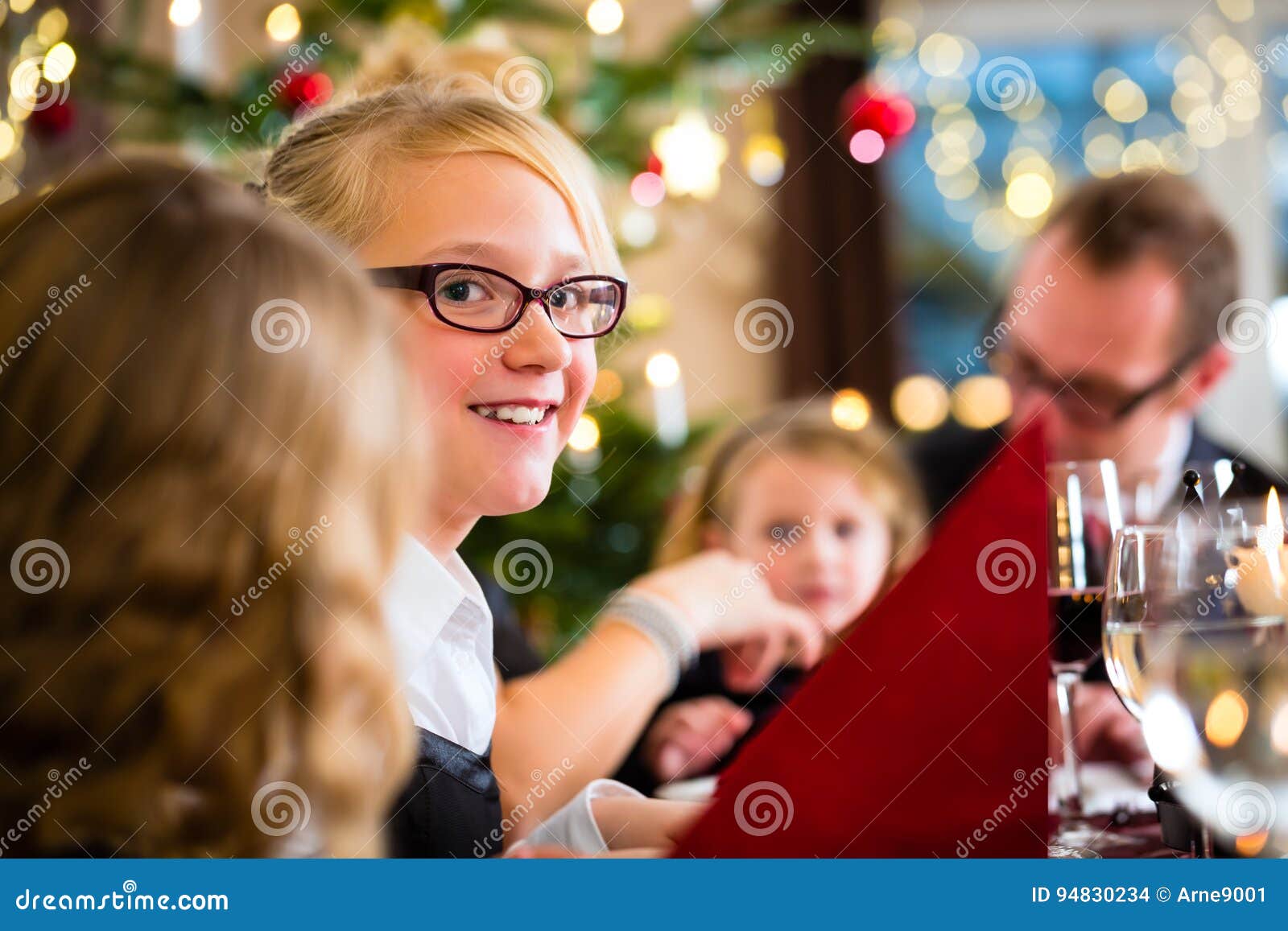 Family Celebrating Christmas Dinner Stock Photo Image Of Glasses Dinner 94830234