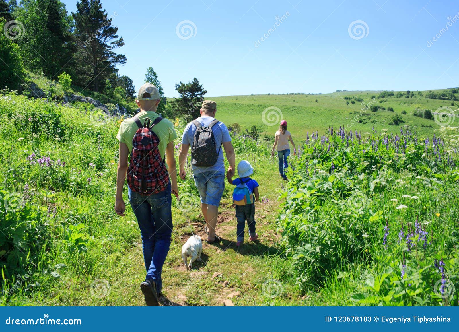 family with children on a hike