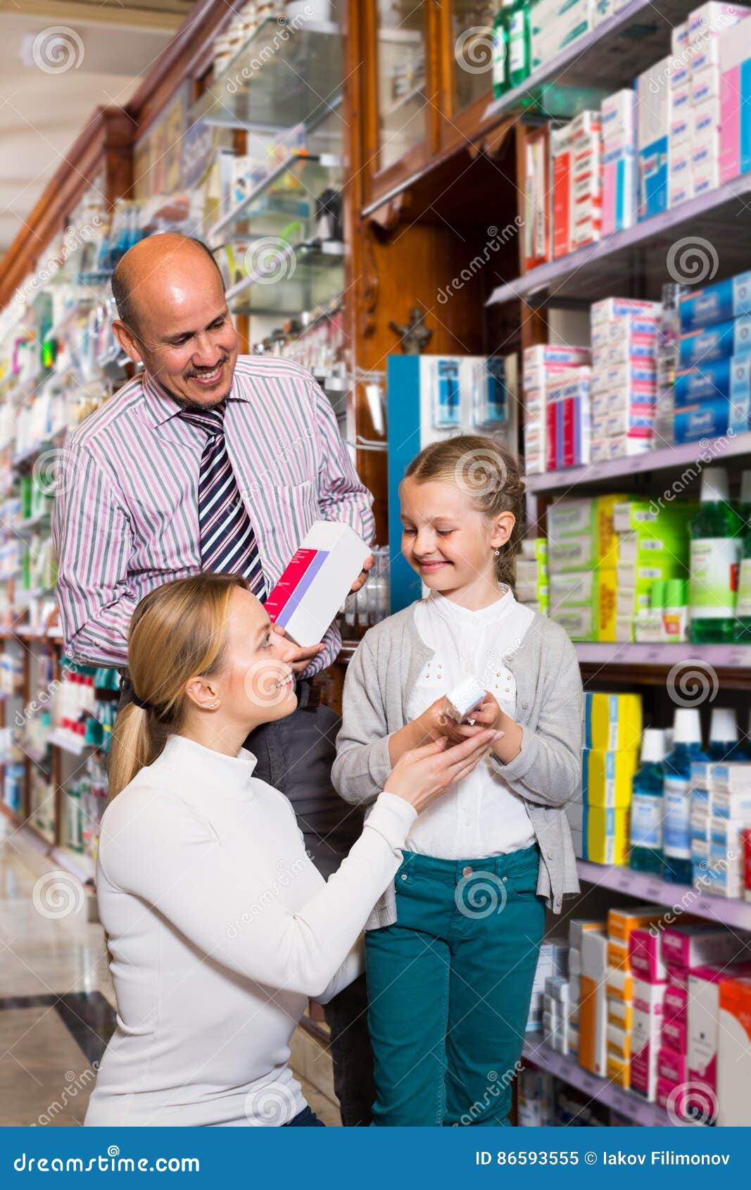 Family Choosing Items in Pharmacy Stock Image Image of consumer