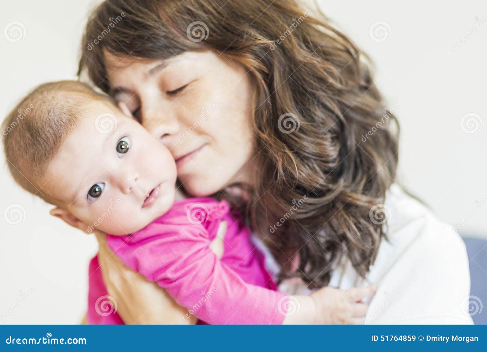 Family Concept Portrait Of Young Mother Taking Care Of Her Little