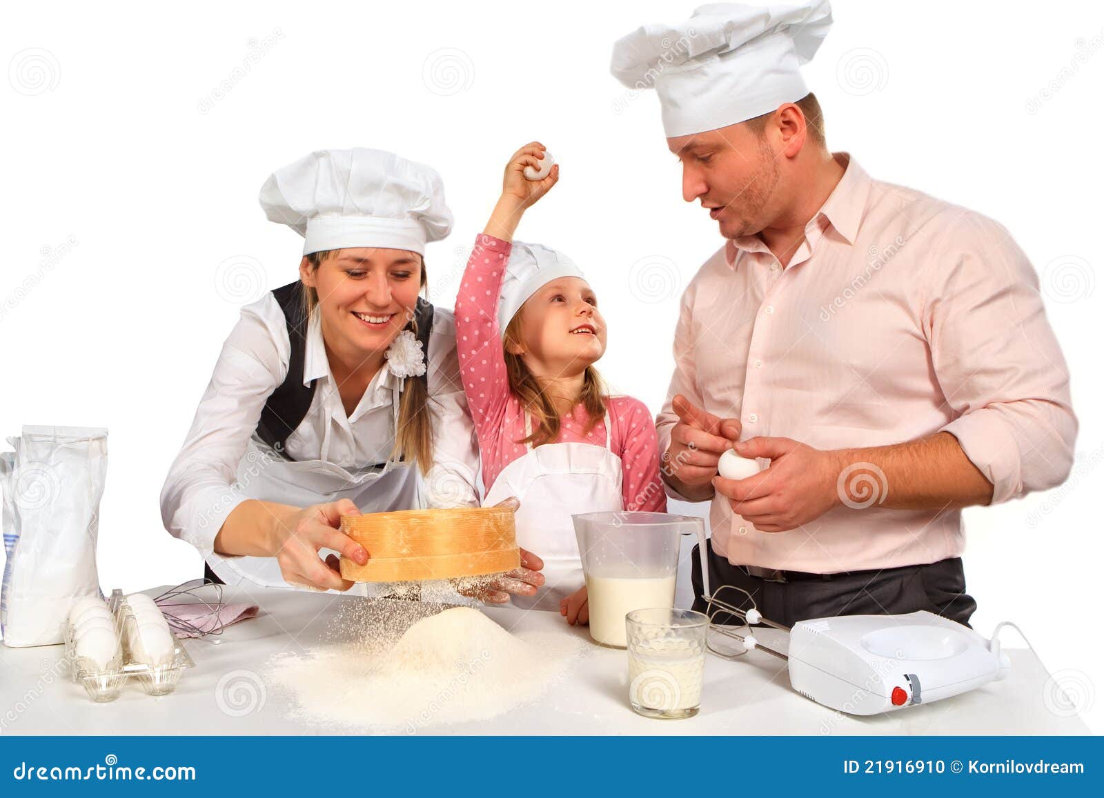 Family Cooking Together Isolated On White. Stock Photo Family Cooking Together Isolated On White. Stock Photo