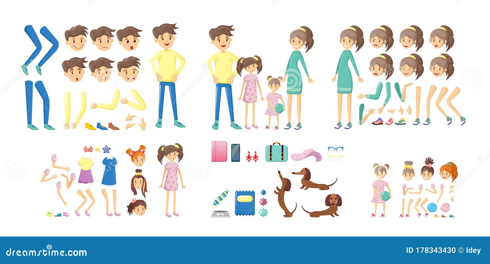 Family Creation Kit, Cartoon Character Constructor. Parents and Children. Stock Vector - Illustration of male, hairstyle: 178343430 Family Creation Kit, Cartoon Character Constructor. Parents and Children. Stock Vector - Illustration of male, hairstyle: 178343430