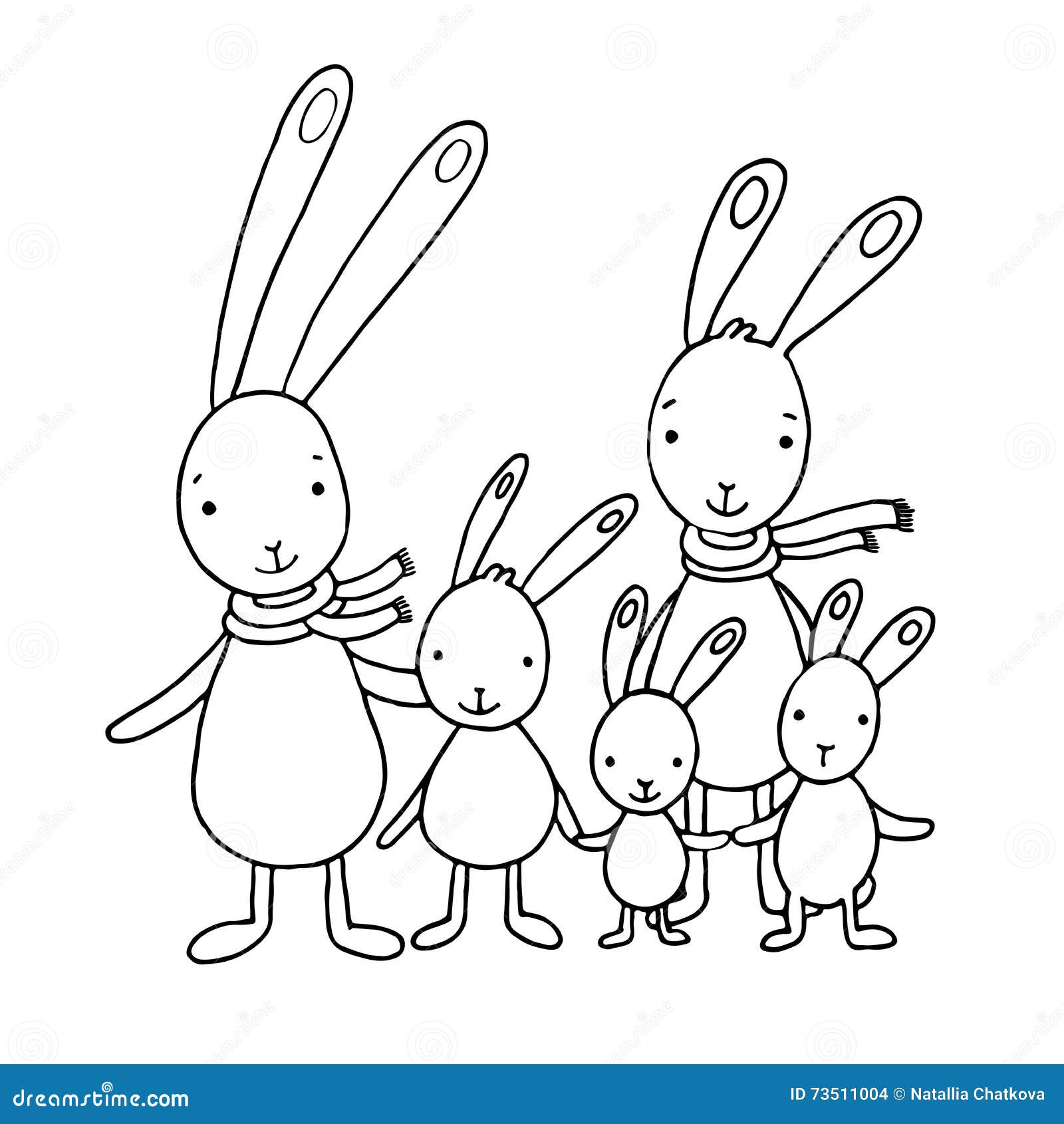 Download Family Of Cute Cartoon Hares. Stock Vector - Illustration of beautiful, mammal: 73511004