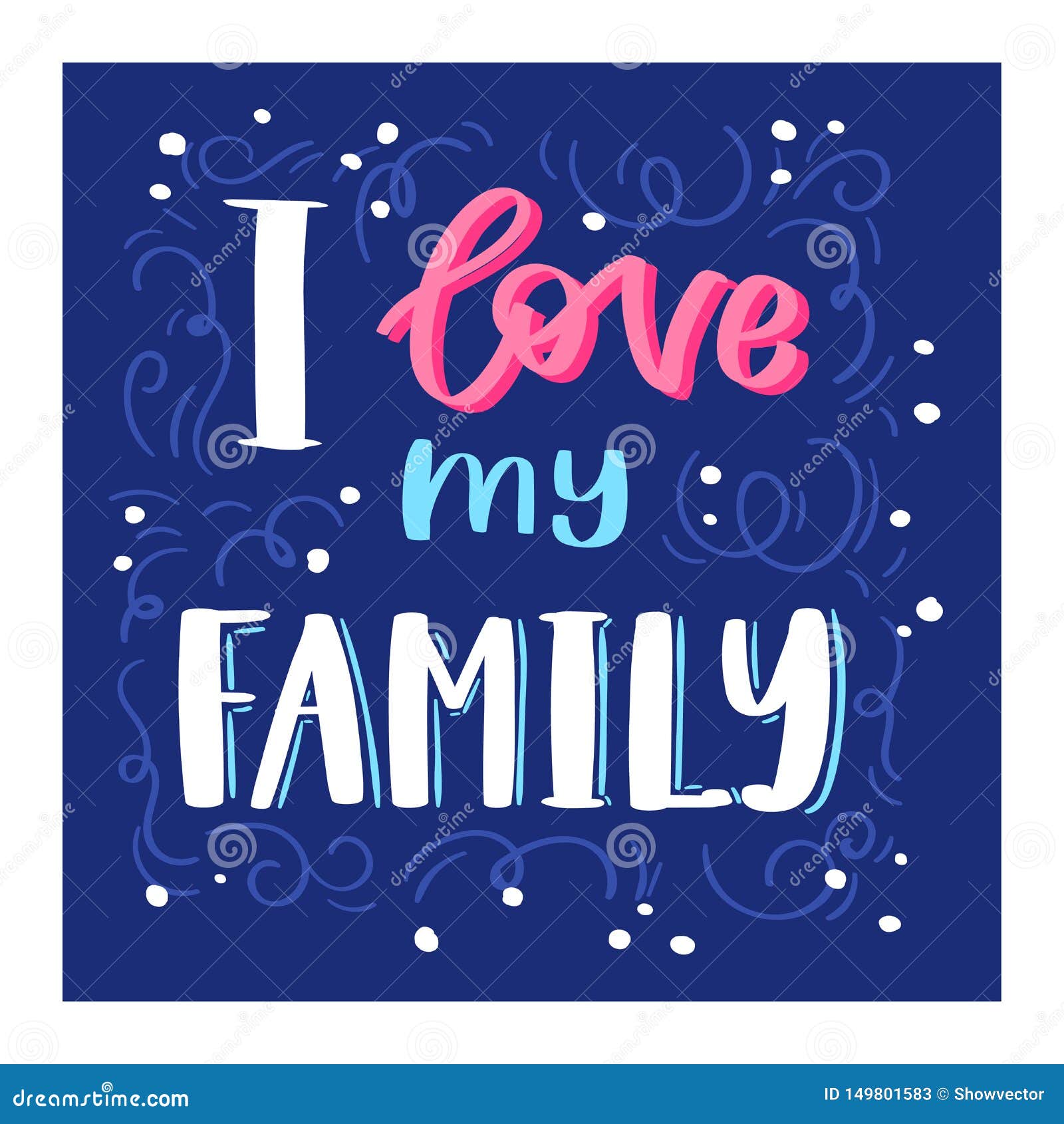 Family Day Lettring Vector Lovely Calligraphy Lovable Sign To Mom Dad I Love You On Valentines Mothers Or Fathers Day Stock Vector Illustration Of Handdrawn Lettering