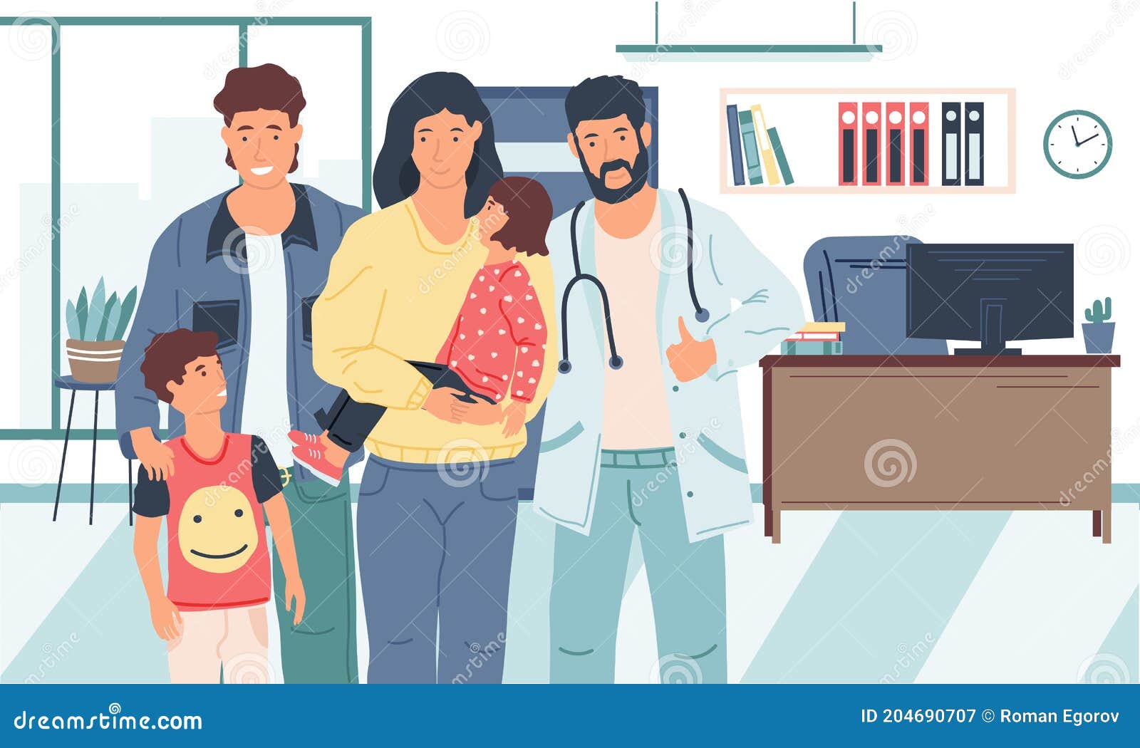 Family Doctor. Couple with Children in Consultation Room. Prevention and Treatment in Clinic. Medical Examination and Stock Vector - Illustration of mother, parent: 204690707 Family Doctor. Couple with Children in Consultation Room. Prevention and Treatment in Clinic. Medical Examination and Stock Vector - Illustration of mother, parent: 204690707