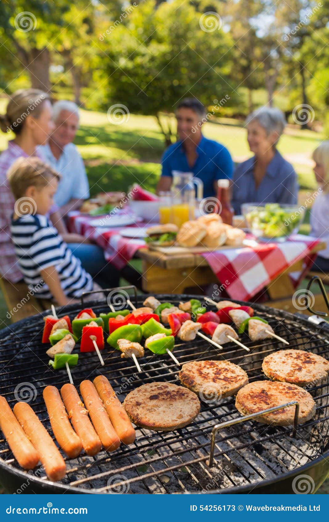 Family Doing Barbecue in the Park Stock Image Image of happy, family
