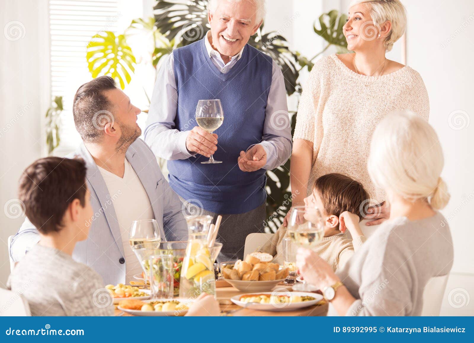 Family Eating Anniversary Dinner Stock Image - Image of celebrating