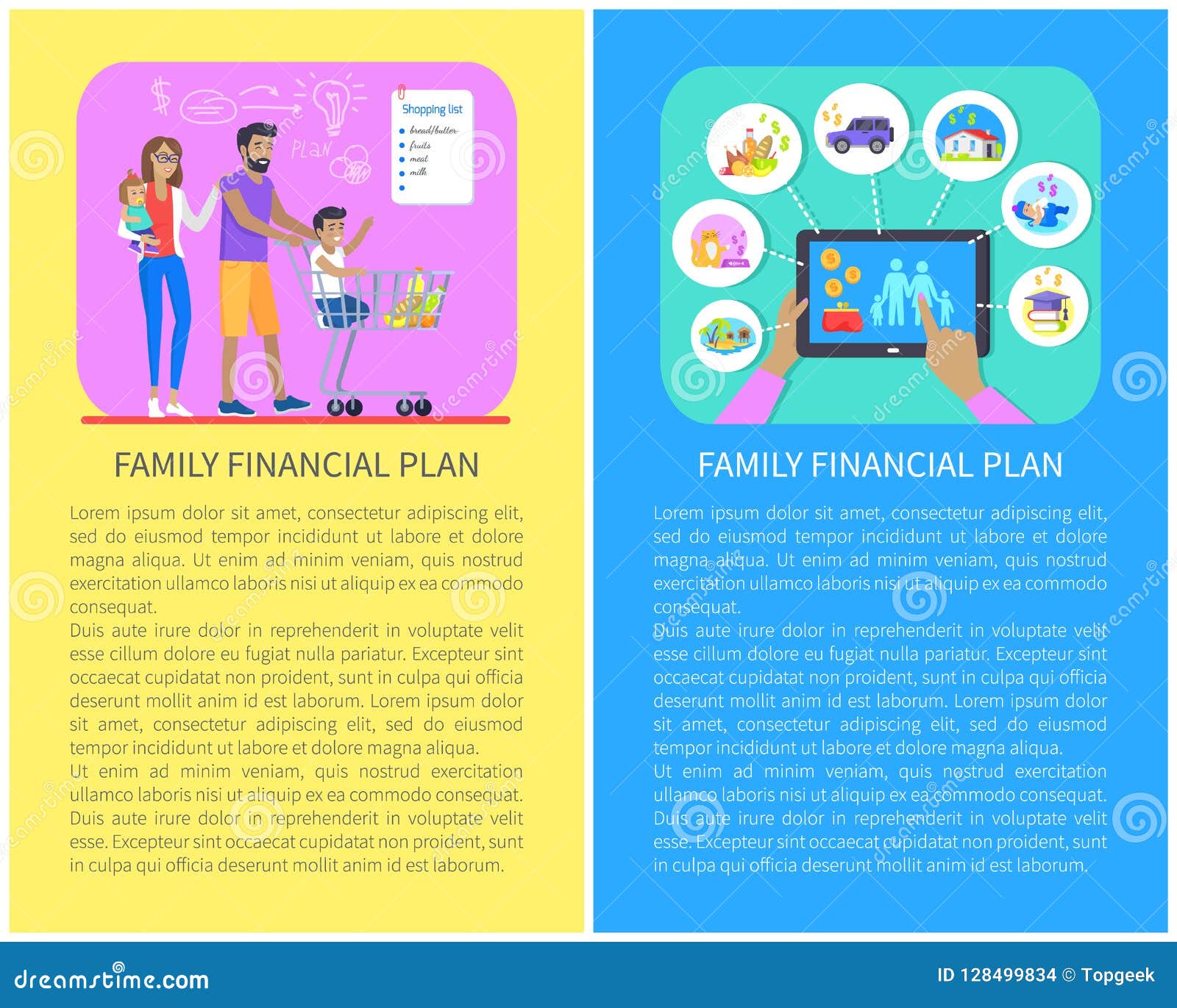 Download Family Financial Plan Idea Vector Illustration Stock Vector - Illustration of bread, book: 128499834