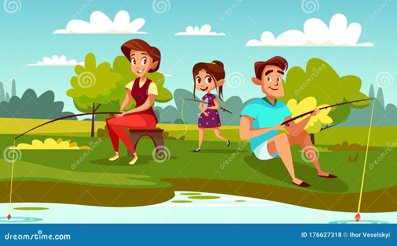 Download Family Fishing Vector Cartoon Illustration Stock Vector ...