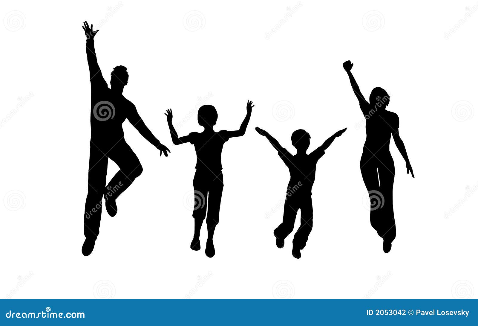 family of four jump