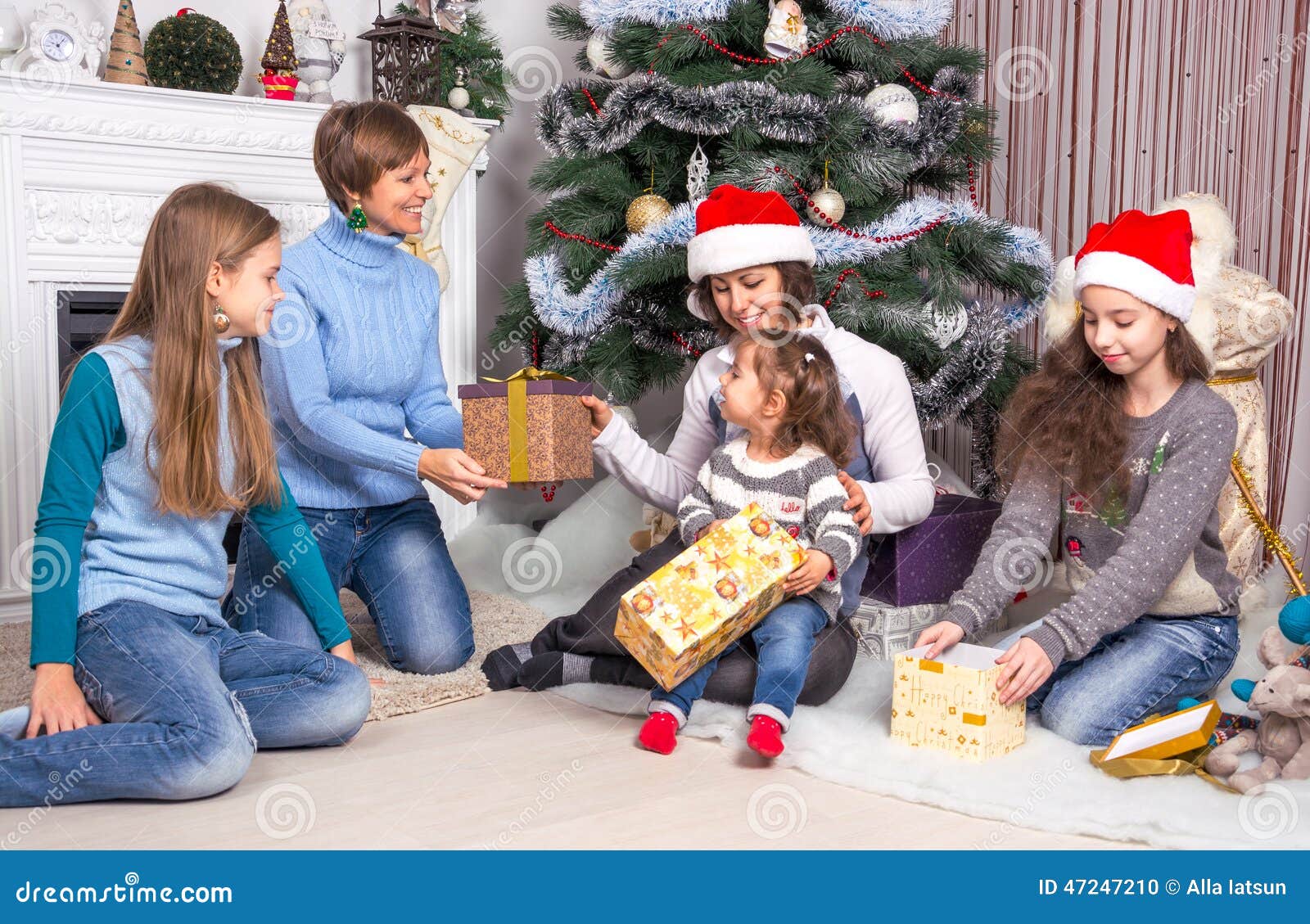 Family And Friends Celebrate Christmas Stock Photo - Image 