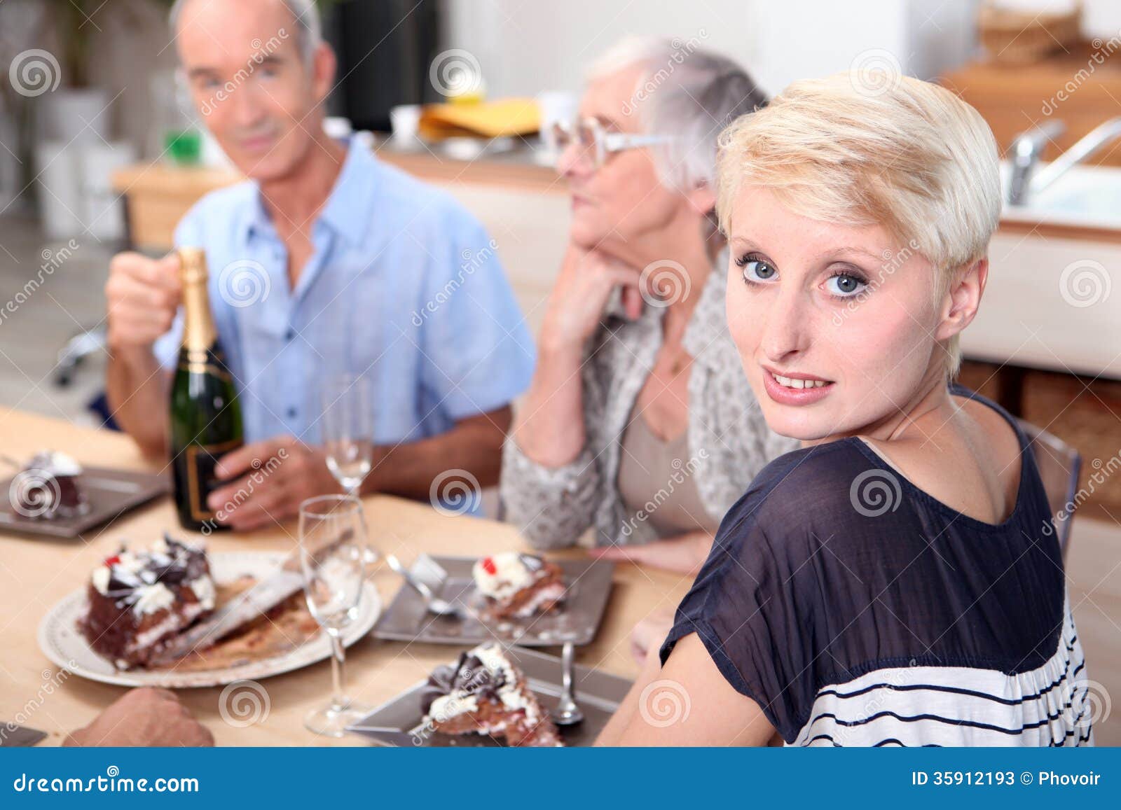 Family Gathered Around Table Stock Image Image of memories