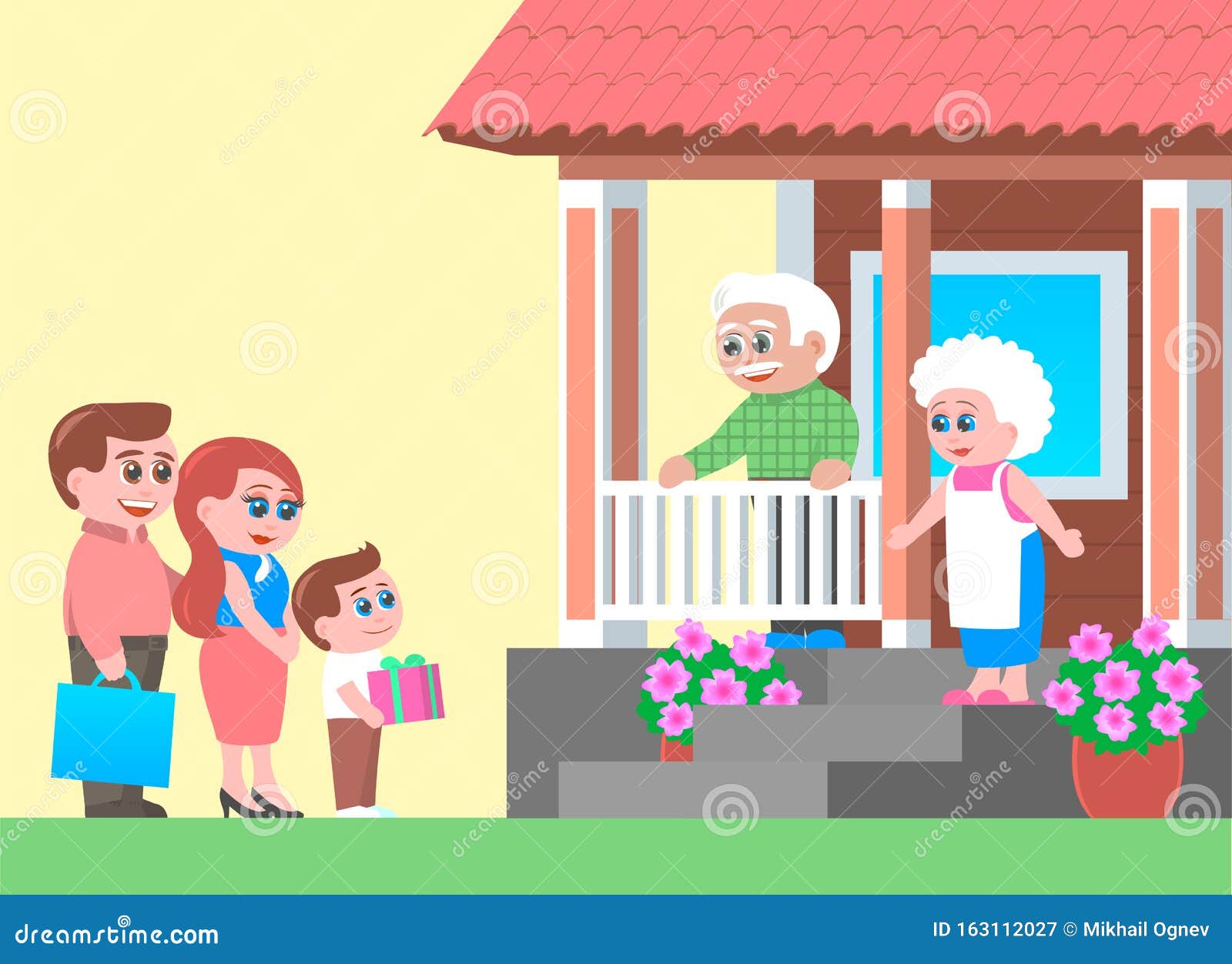 The visit their friends. Visit рисунок. Grandparents House. House Family cartoon.