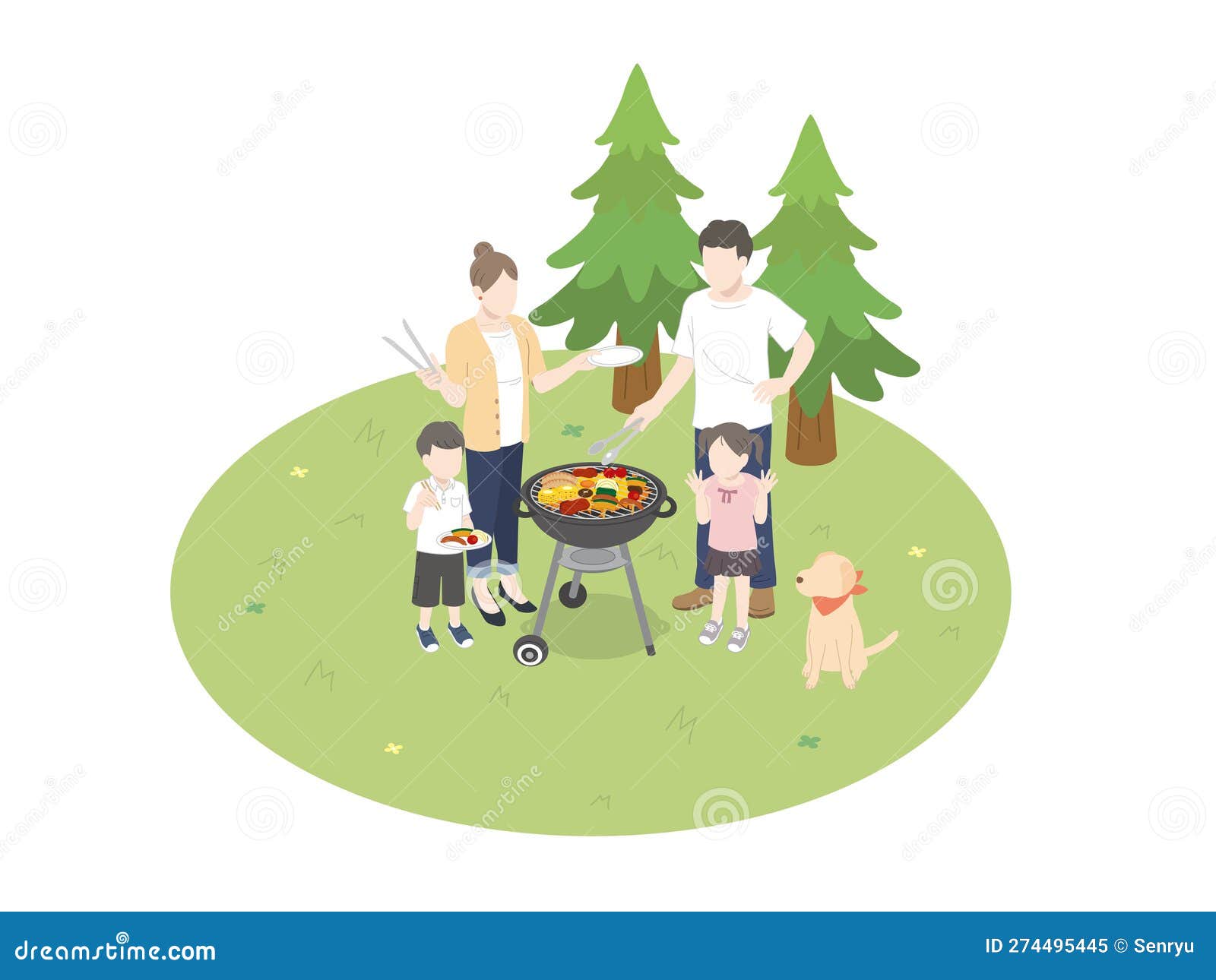 Family having a barbecue stock vector. Illustration of child - 274495445