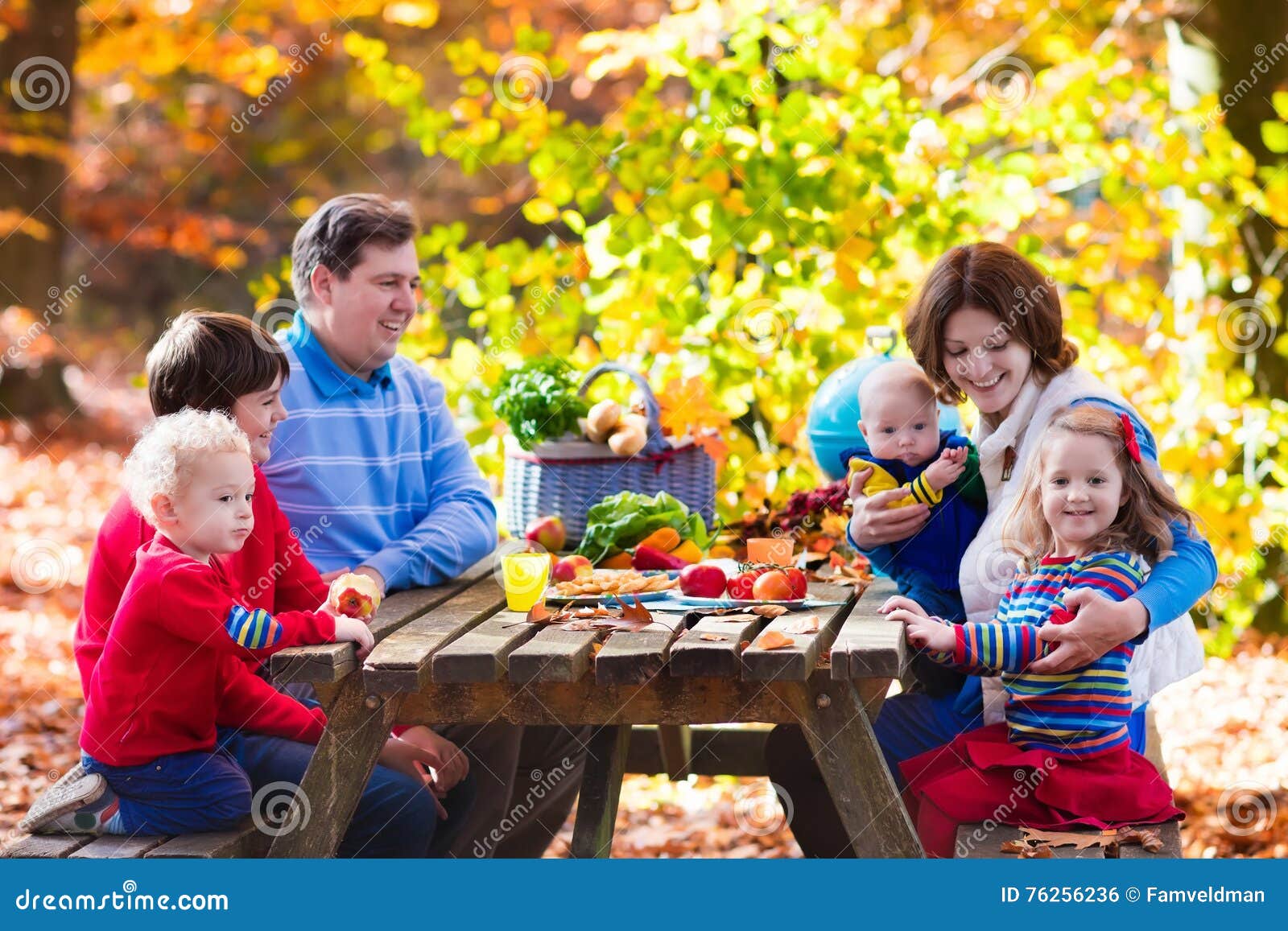 Family Having Picnic In Autumn Stock Photo - Image of ...