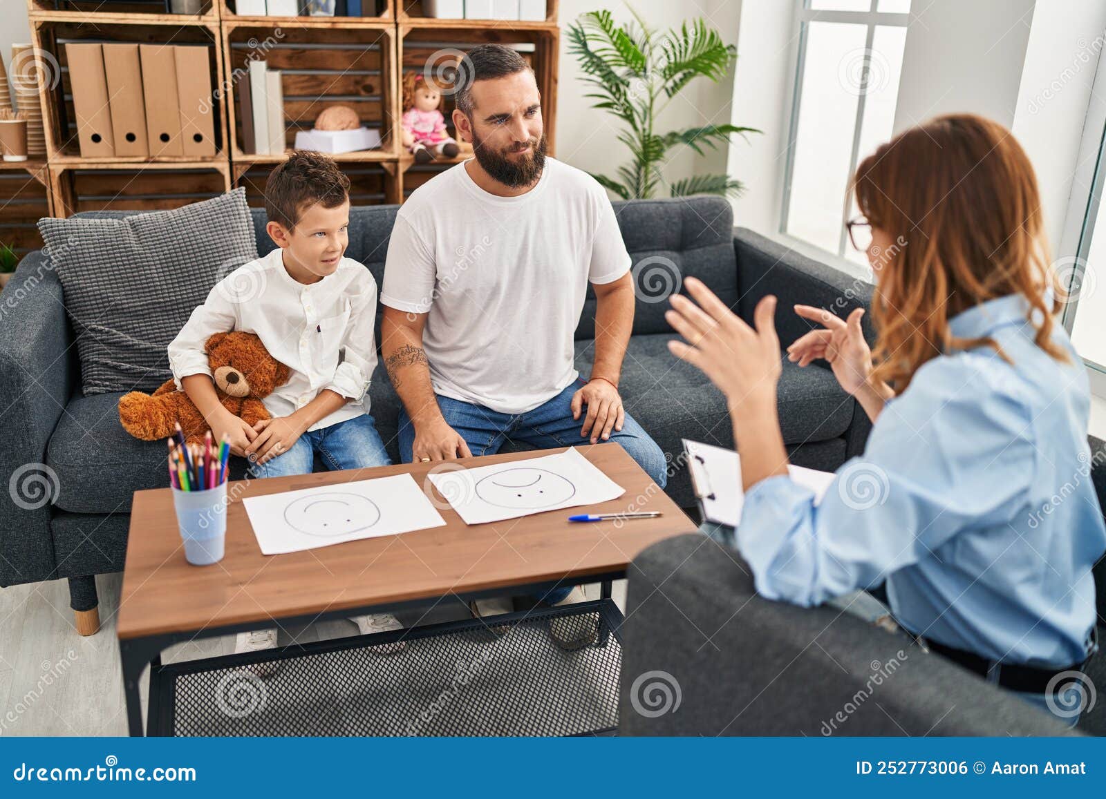 Family Having Psychology Session at Psychology Center Stock Photo