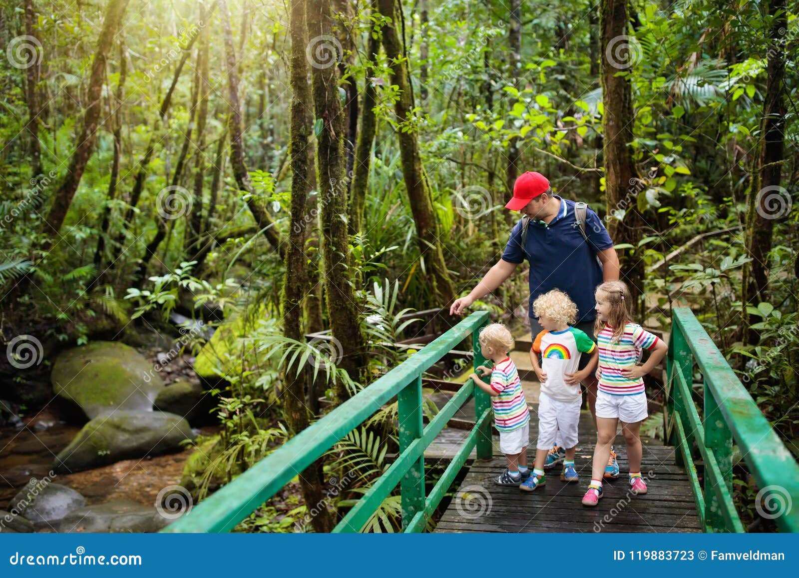 Family hiking in jungle. stock image. Image of baby - 119883723