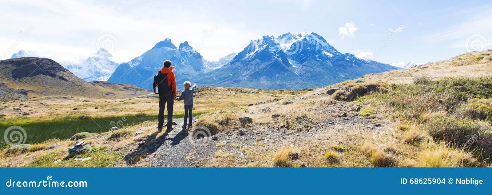 family hiking in patagonia