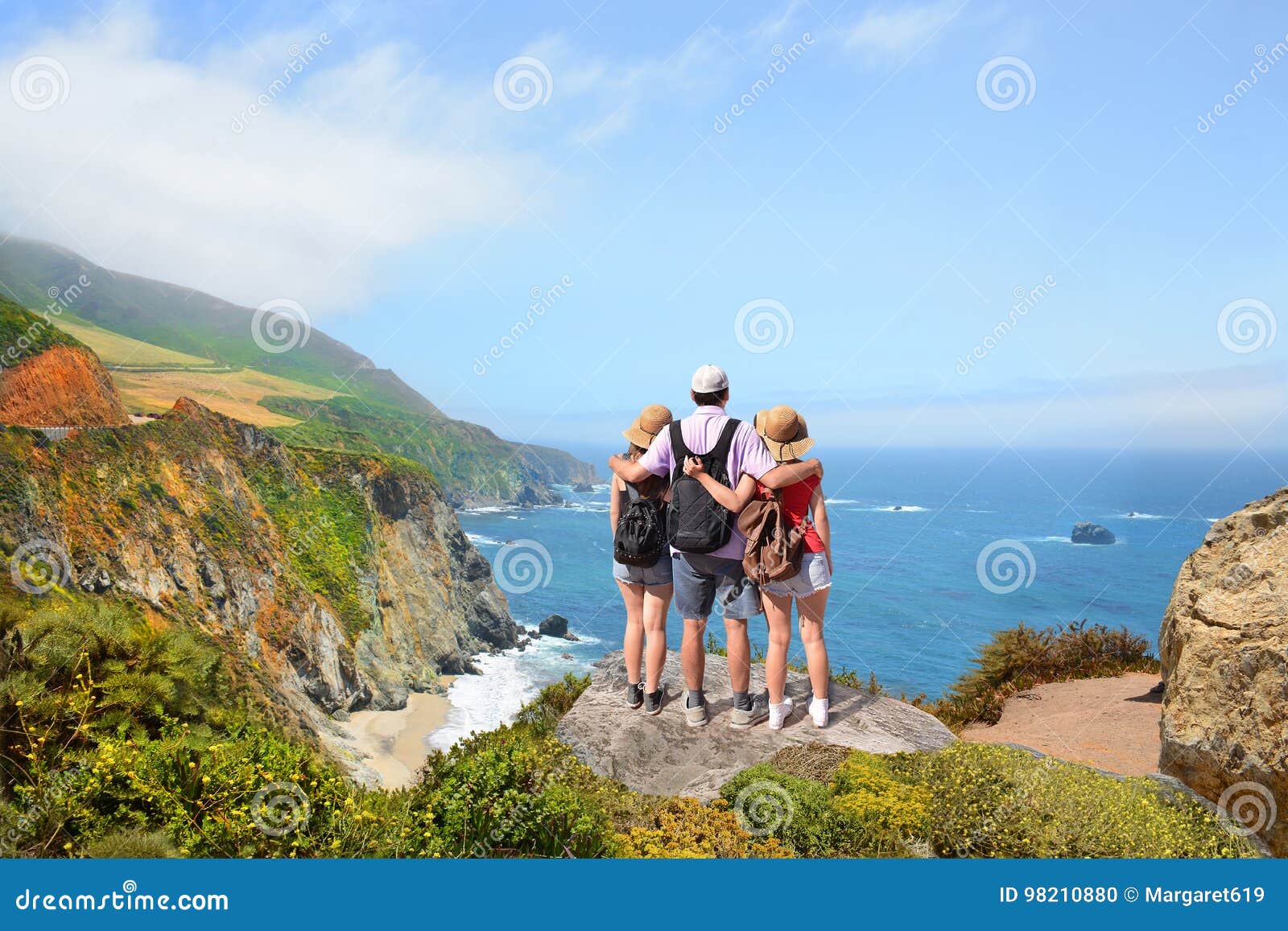 Family on Hiking Trip Enjoying Beautiful Summer Mountains, Coastal  Landscape, Stock Photo - Image of camping, exploration: 98210880