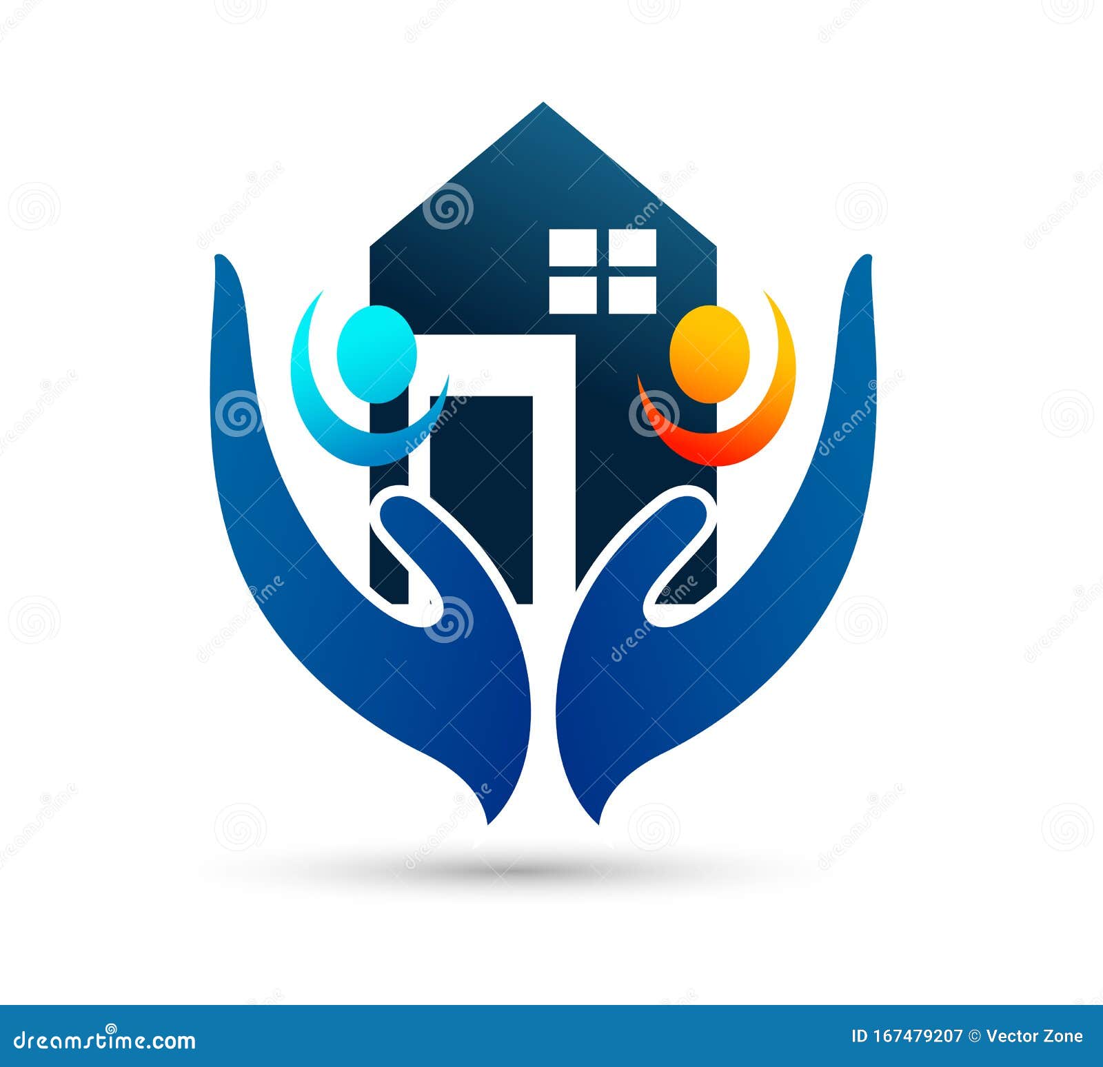Family Home House In Hands Care Icon Logo Illustrations. Future ...