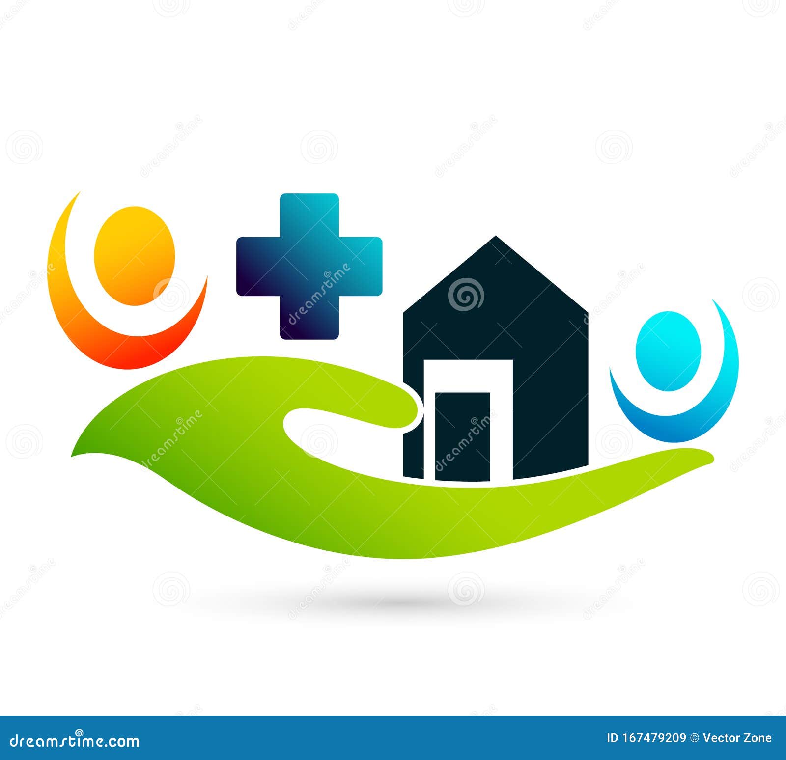 Family Home House In Hands Care Icon Logo Illustrations. Future ...