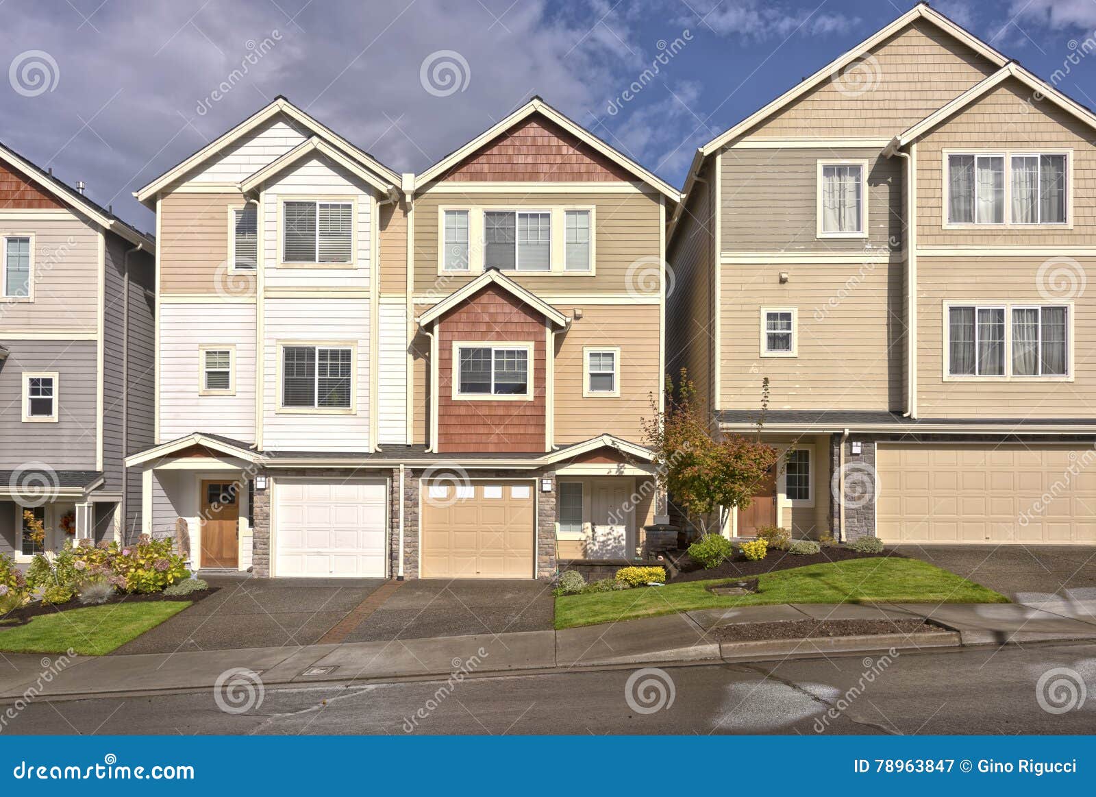 Family Homes in a Row Oregon. Stock Image Image of architecture