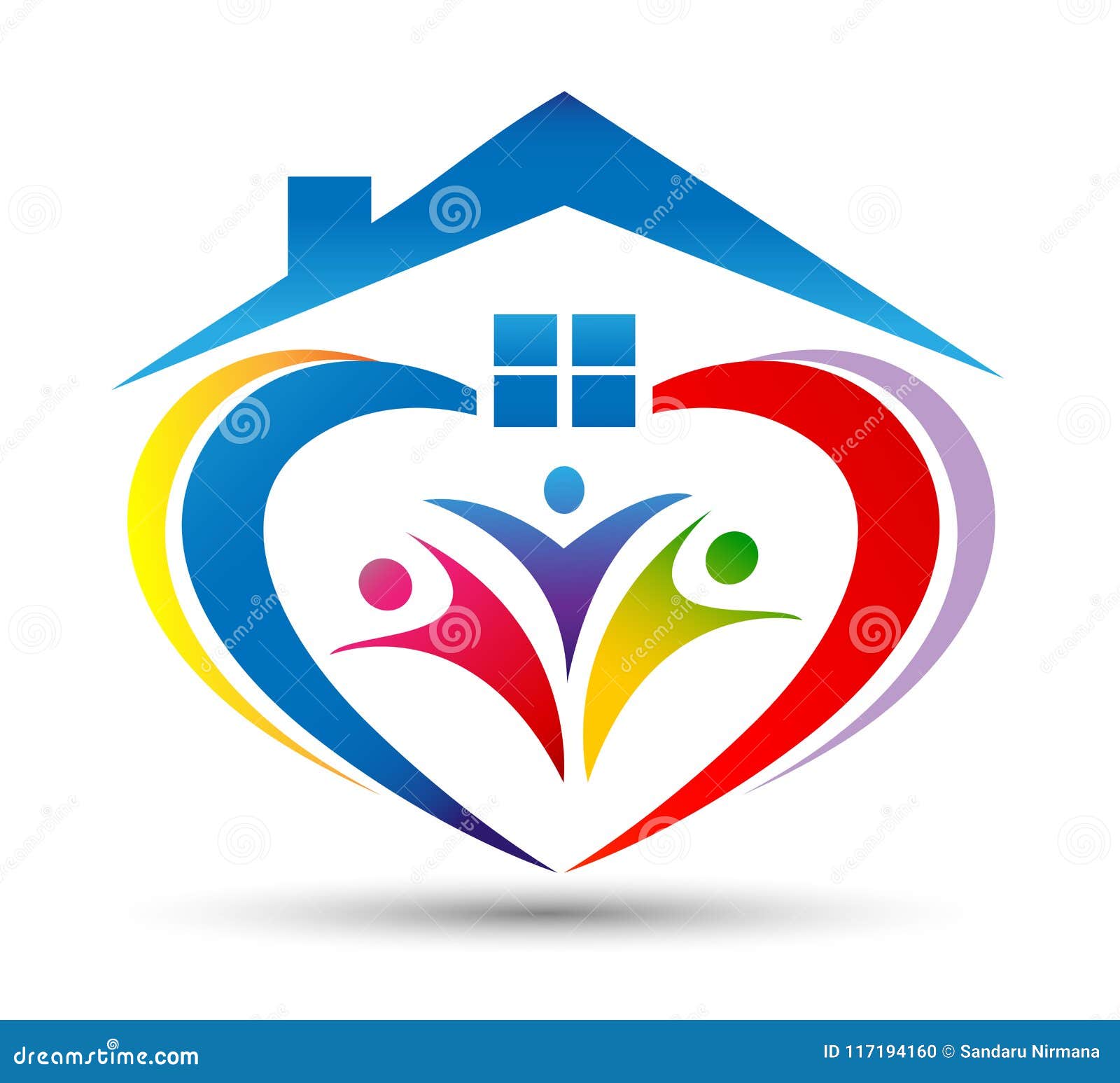 Family House Logo/Love Union Happy Heart Shaped Home House Logo Stock ...
