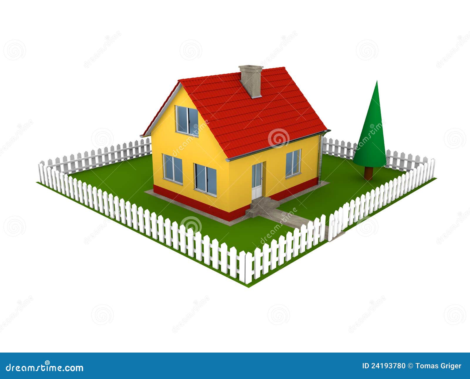 Family house with yard stock illustration. Illustration of modern