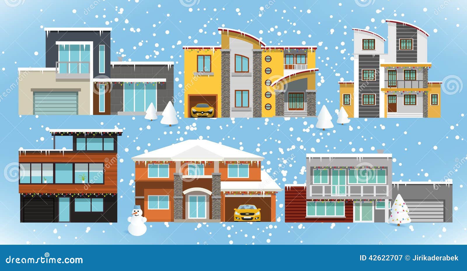 Download Family houses (Winter) stock vector. Illustration of group - 42622707