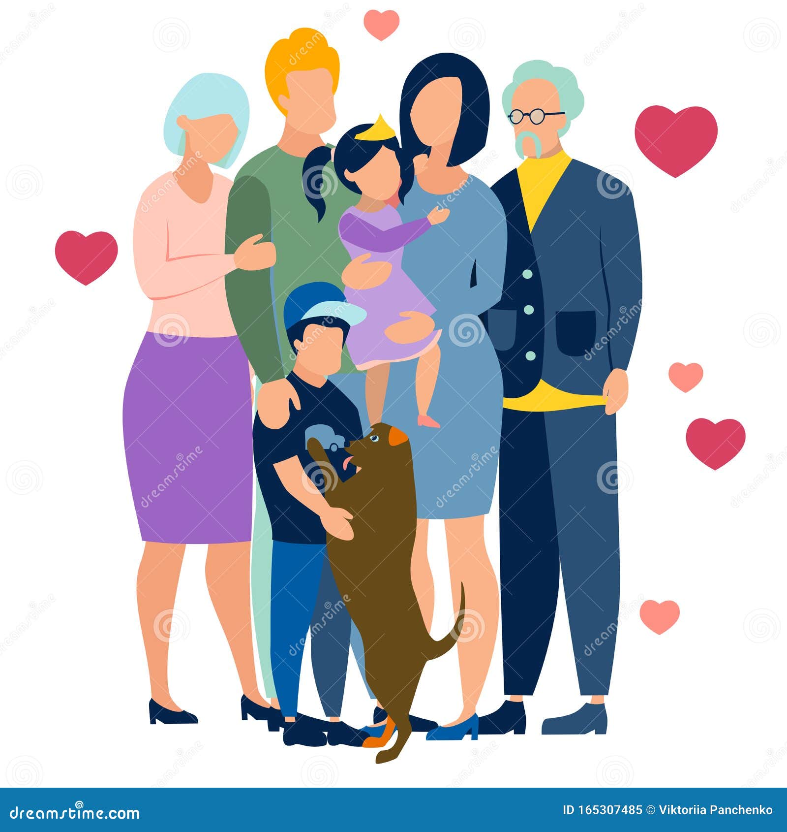 Family Idyll. in Minimalist Style Stock Illustration - Illustration of ...