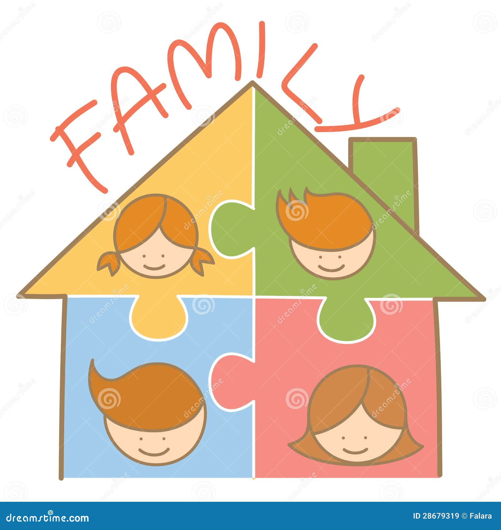 Family jigsaw house stock vector. Illustration of happiness 28679319