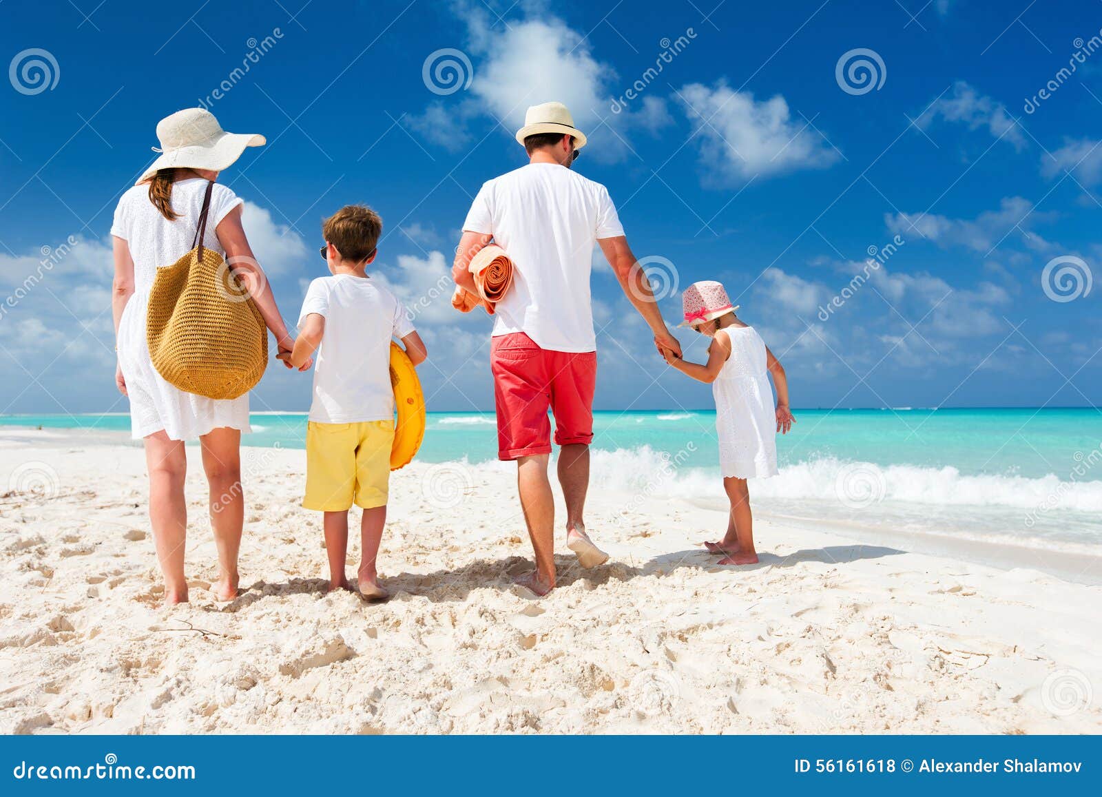 Family With Kids On Beach Vacation Stock Photo  Image of 