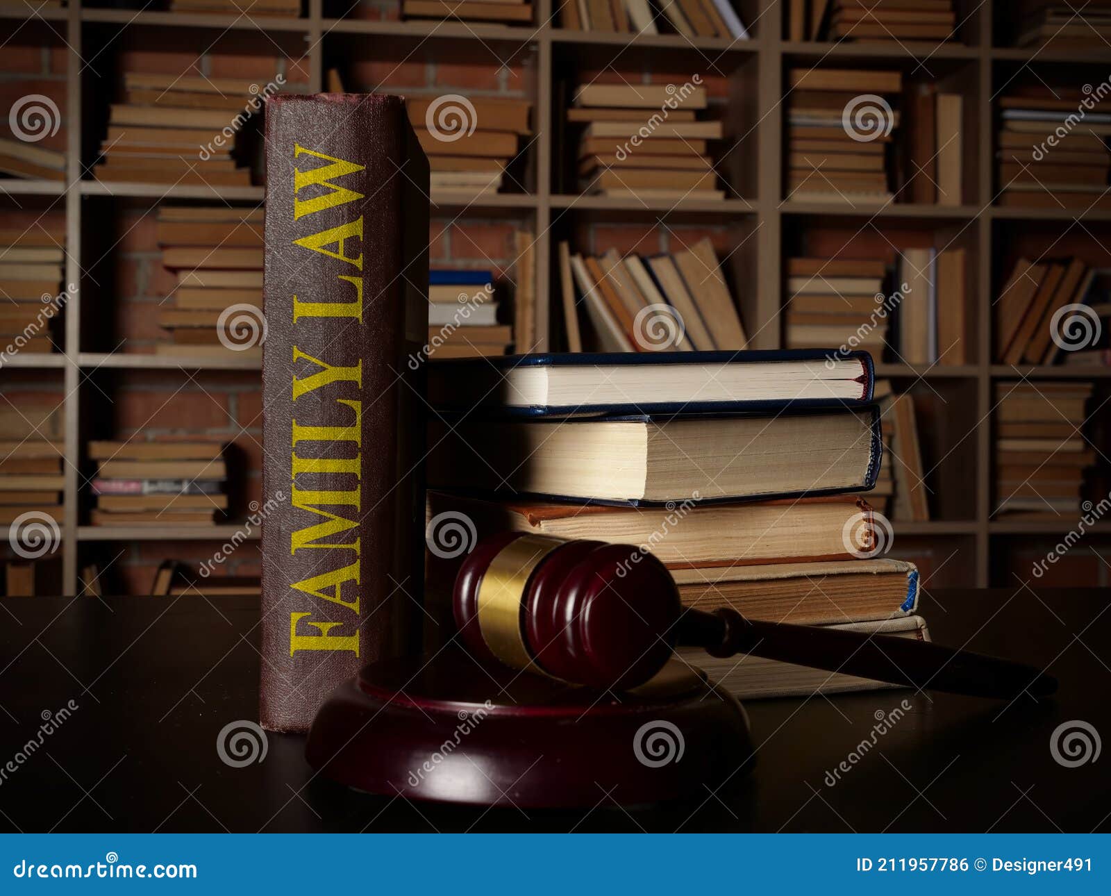 Family Law in Library and Gavel. Stock Photo Image of legal, rule