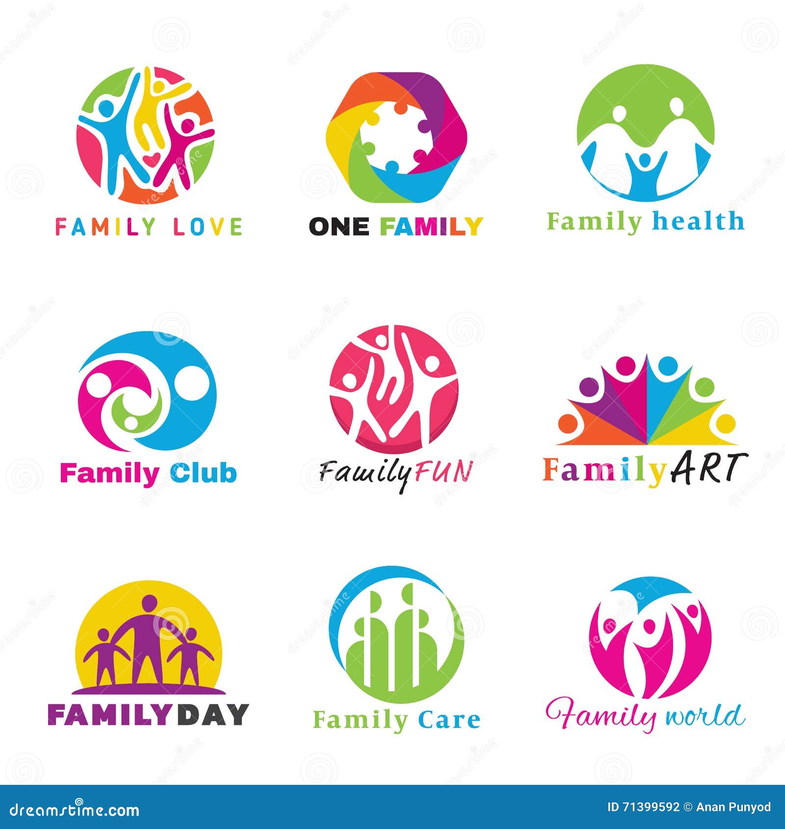 Family Logo Circle Art Vector Set Design Stock Vector ...