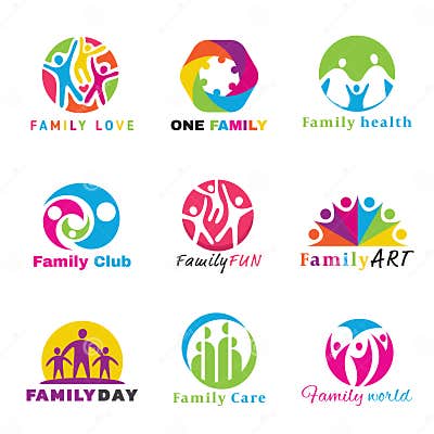 Family Logo Circle Art Vector Set Design Stock Vector - Illustration of ...