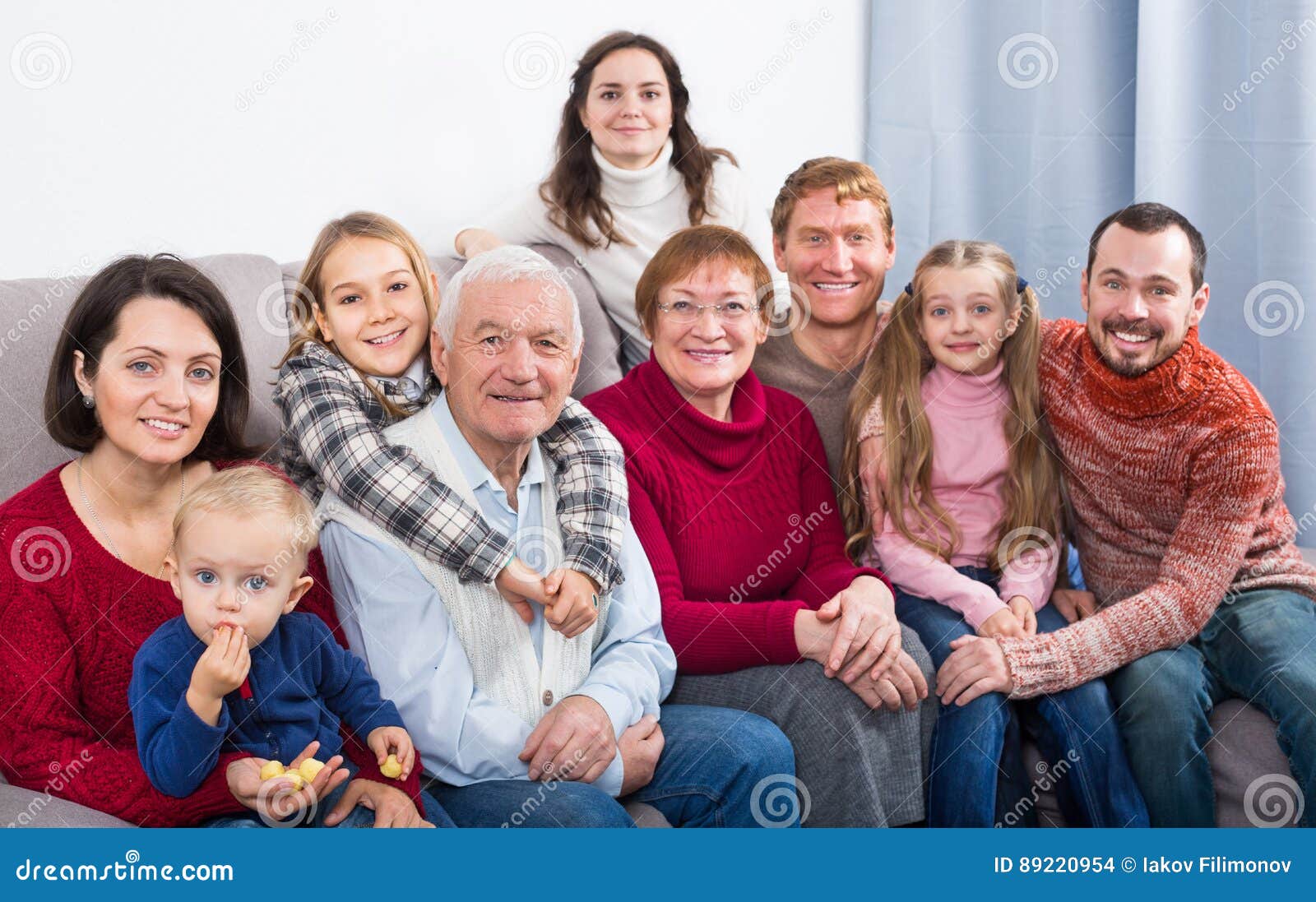 family members making family photo