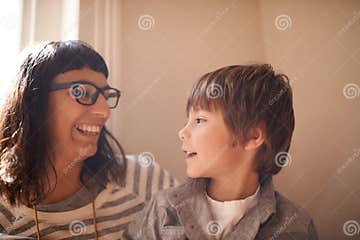 Family, Mother and Son with Love, Talking and Bonding with Happiness
